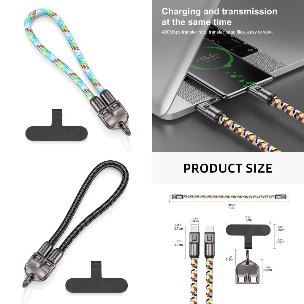 

31BA PD60W Phone Lanyard Charging Cord Type C Data Cable 480Mbps Transmission Speed