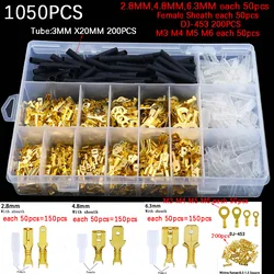 Box Insulated Male Female Wire Connector 2.8/4.8/6.3mm Electrical Crimp Terminals Termin Spade Connectors Assorted Kit