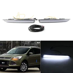 2PCS LED DRL Daytime Running Light Turn Signal Lamp For Ford Escape Kuga 2013 2014 2015