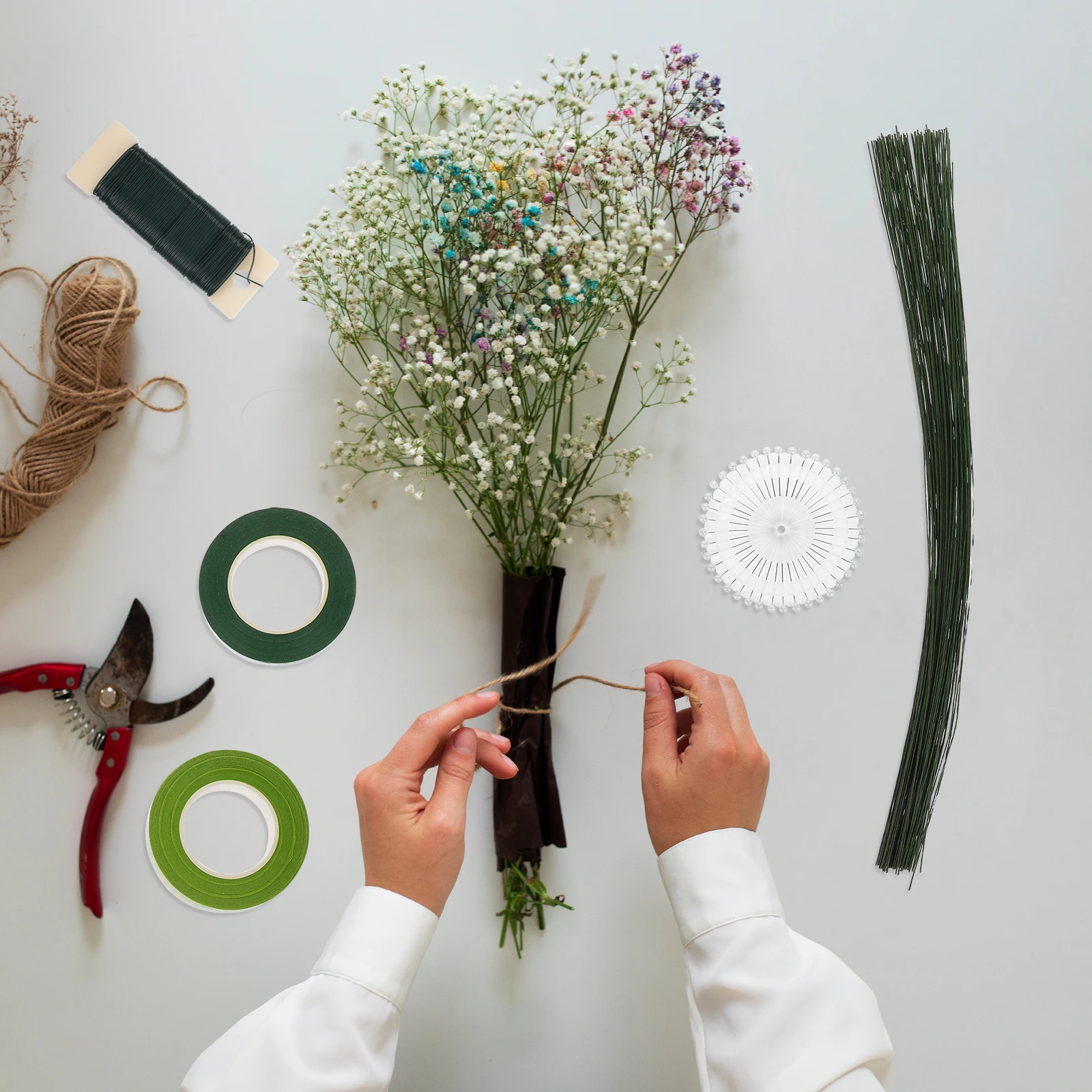 

Floral Tool Set Dried Flowers Tape Iron Wire for Bouquet Stem Wrapping Artificial Branches Wedding Decor DIY Crafts