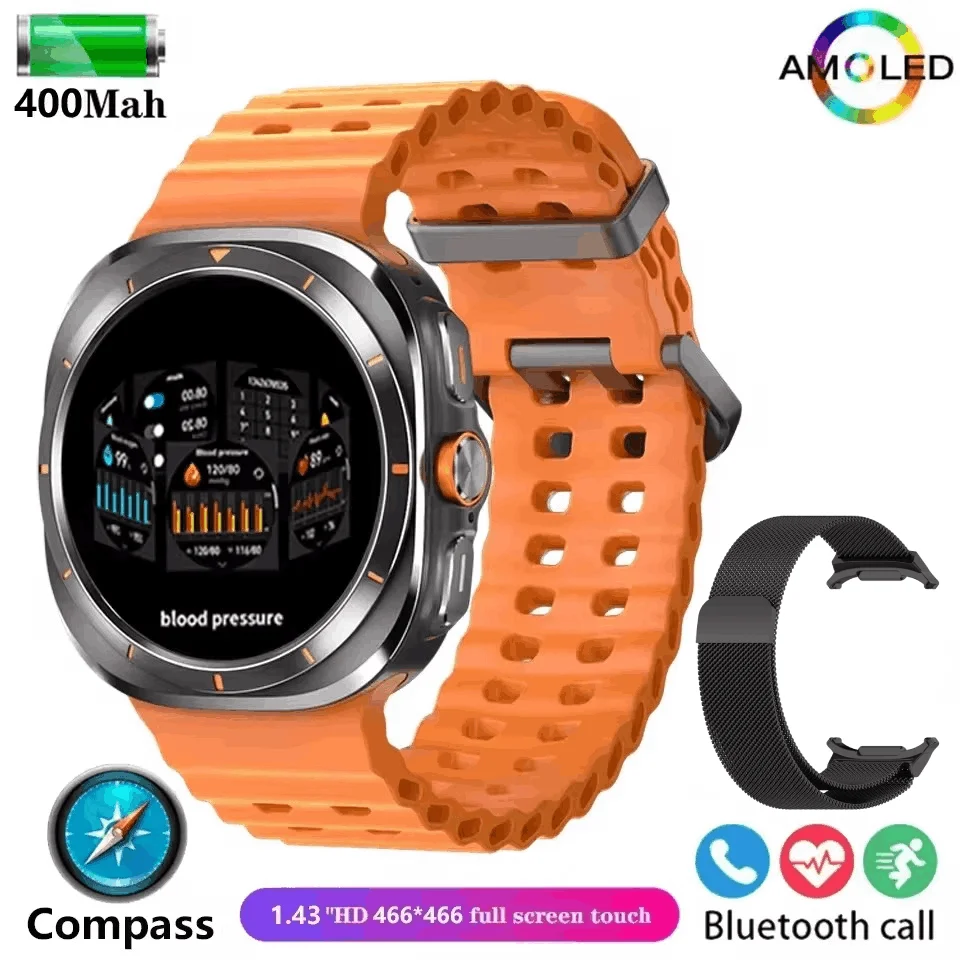 

2024 New Watch Ultra GPS Track Smart Watch Men AMOLED Body Temperature Clock Sport Bluetooth Call Smart Watch For Samsung Galaxy