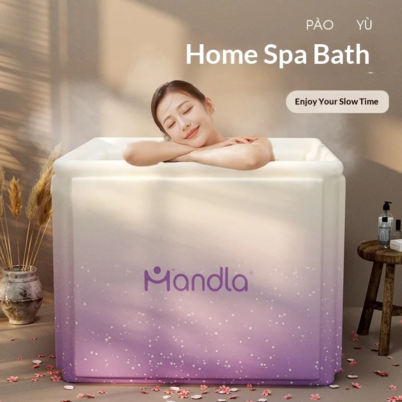 Tragbare Faltbare Quadratische Badewanne für Zuhause Erwachsene Kinder Camping Garten Entspannung Spa Tiefes Becken mit Einfacher Entwässerung Schwimmbad