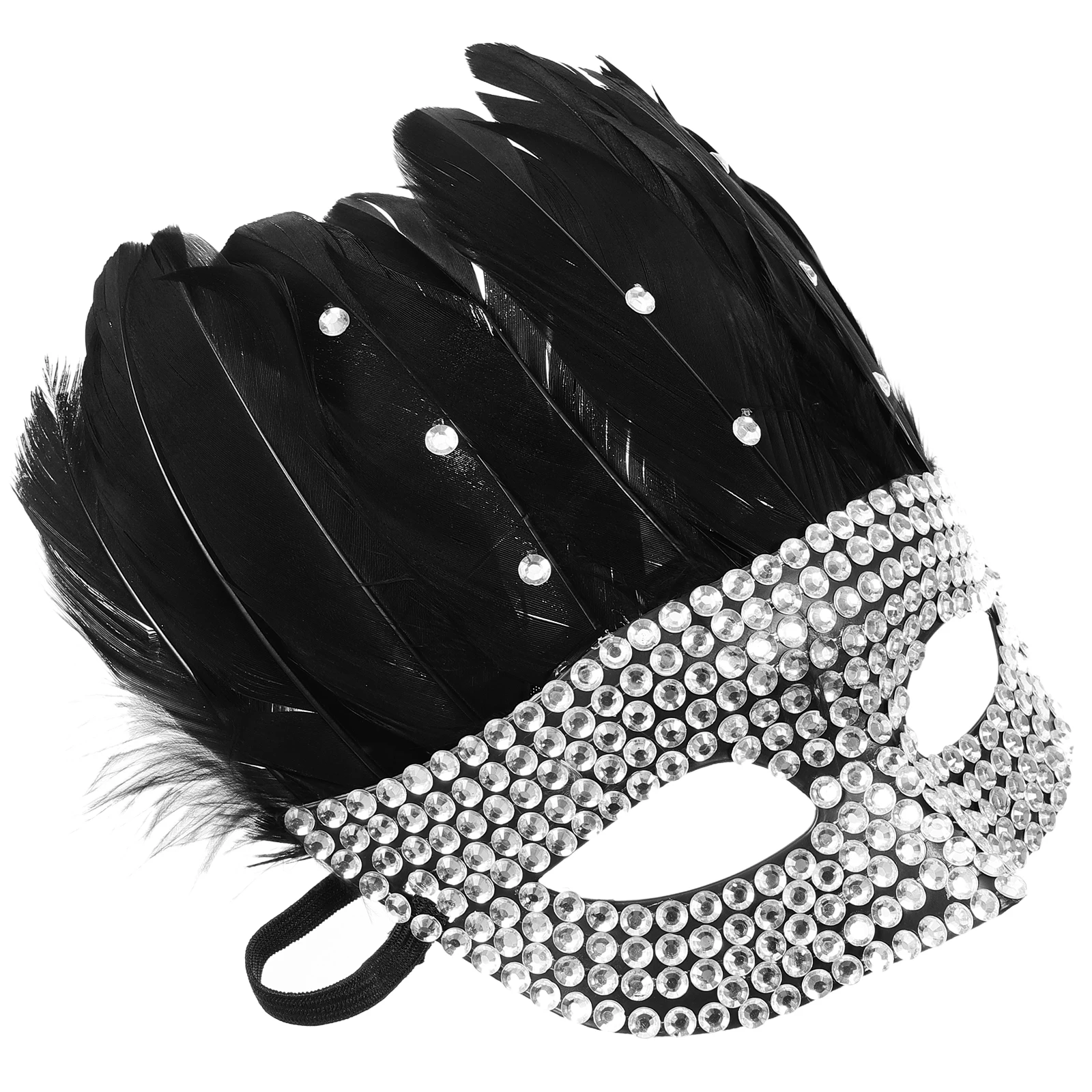 

Rhinestone Plume Half Party For Adults Carnival Mask Prop Masquerade Costume Accessory Mask Festival Creative Women