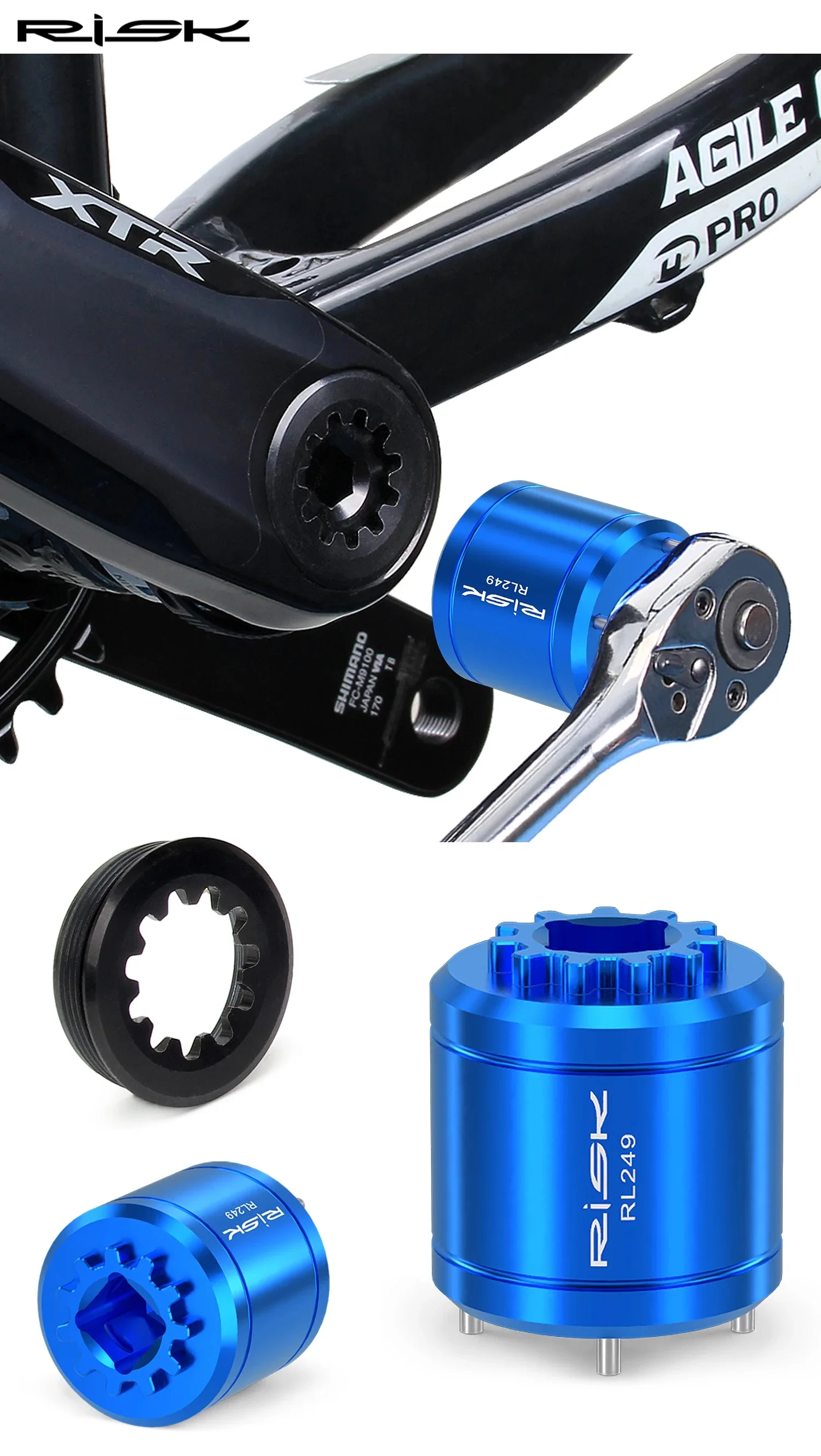RISIKO Fahrrad 2-in-1 Kurbel Abdeckung Entfernung Werkzeug Fahrrad Kurbelgarnitur Kappe Entferner Extractor Installation Werkzeuge Für DUB 11T XTR M9100 – Detail 2