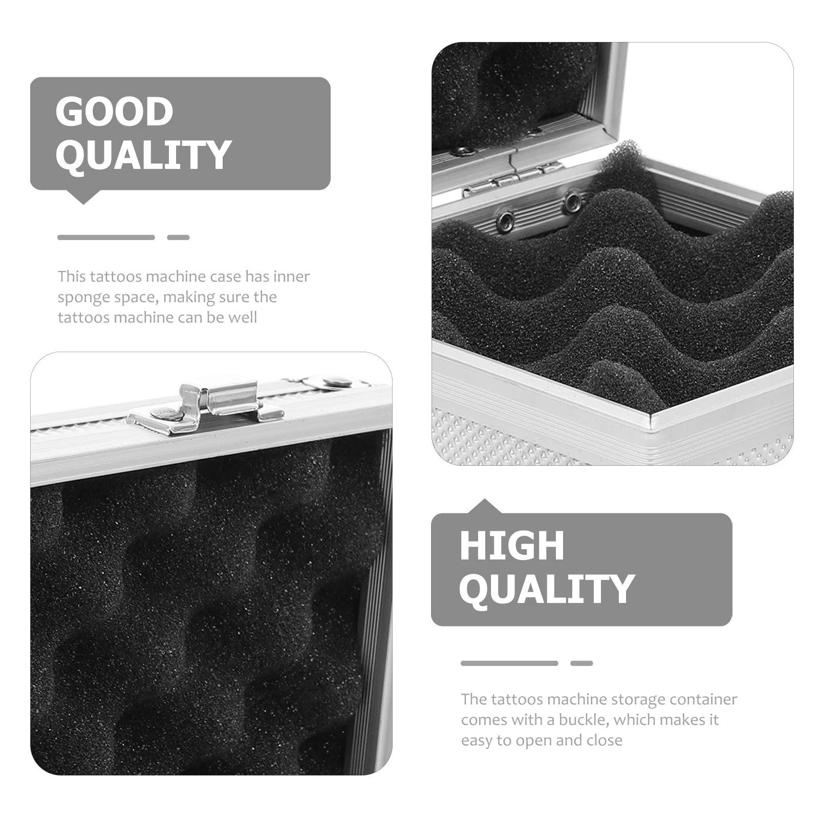 

Tattooing Machine Storage Box Silver Waterproof Shockproof Case For Tattoos Tools Container With Sponge Inner Lining