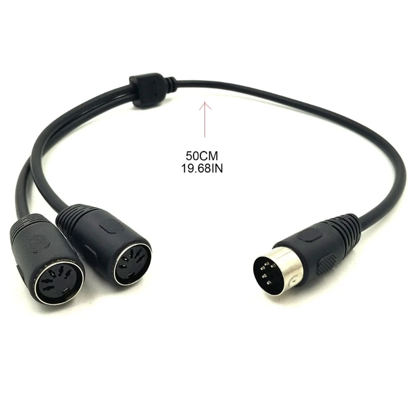 50 cm MIDI DIN 5Pin Y Splitter Adapterkabel, Stecker auf Doppel DIN-5 Buchse Verlängerung Audiokabel Linie für MIDI-Tastaturen – Detail 6