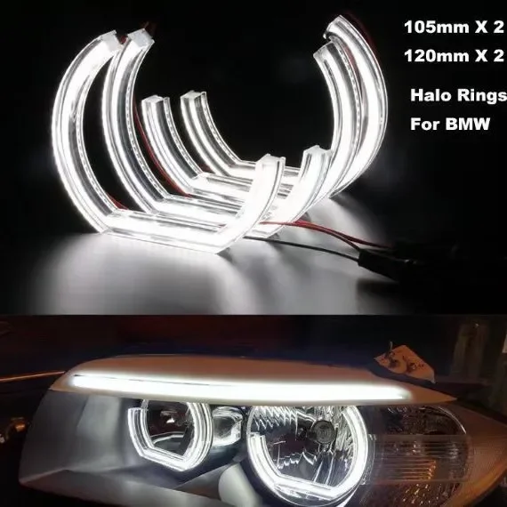 U/C Shaped White LED Angel Eye Ring Daytime Light for BMW X1 X3 X5 X6 E70 E71 Z3 Z4 E30 E32 E34 E36 E38 E53 E60 E61 E85 F30