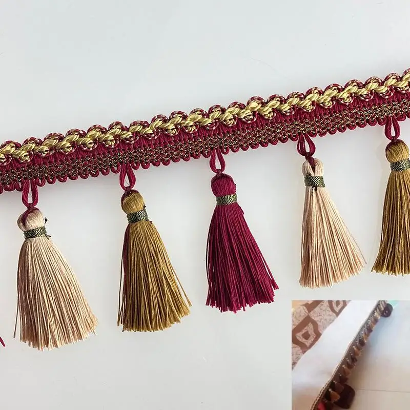 European-Style Curtain Tassels And Lace Decorative Materials For Clothing - Coffee And Dark Green Tassels Multiple Colors