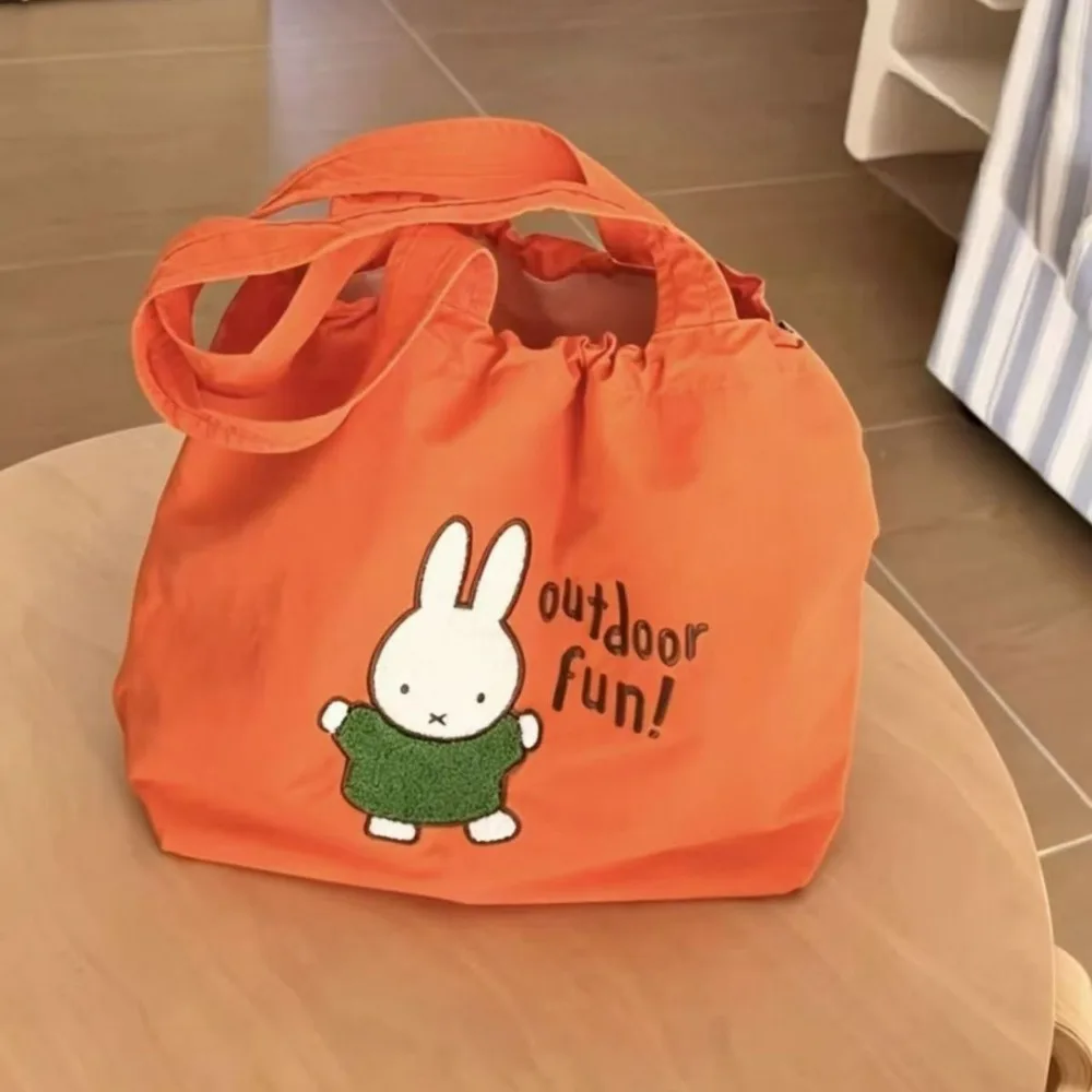 Miffy Cartoon Handheld Shoulder Bag Drawstring Eco Bag Ultra Light Foldable Shopping Pouch Portable Household Outdoor Storage view 3
