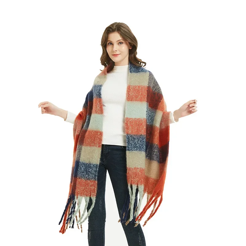 2024 New Imitation Cashmere Scarf Warm Winter Pashmina Shawl Wrap Solid Scarves Shawls Female Foulard Thick Blanked Hijabs