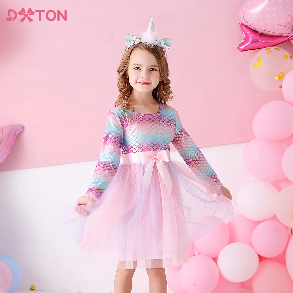 

DXTON Girls Princess Dress 2023 Bow Kids Dresses For Girls Birthday Girls Dress Toddlers Party Vestidos Children Winter Clothes