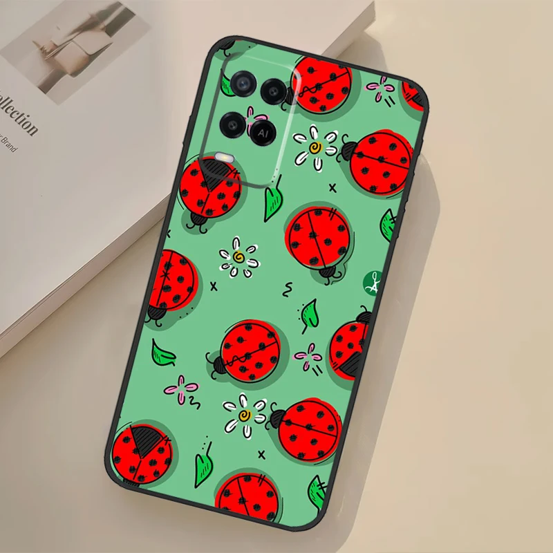 Ladybug Beetle For OPPO A78 A98 A77 A57 A17 A74 A94 A15 A16 A52 A72 A91 A76 A96 A5 A9 A53S A54S A57S Case