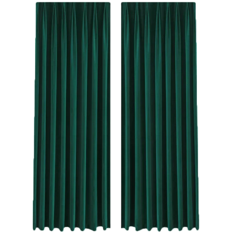 Retro luxury green velvet Curtains for Living dining room bedroom dark green high-end blackout wool
