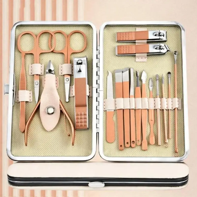 4-18Pcs Portable Manicure Set with Storage Case Stainless Steel Professional Nail Clipper Kit for Travel