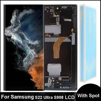 Tela lcd de 6.8 polegadas para samsung s22ultra, montagem para samsung galaxy s22 ultra 5g amoled lcd s908f s908b digitalizador de tela de toque