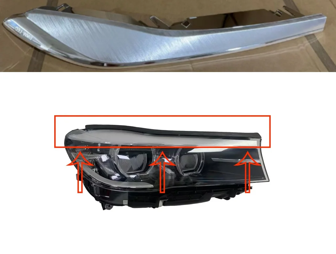 For BMW 7 Series G12 LED Headlight Decorative Panel Internal Parts Lamp Arch Plate Electroplated Decorative Strip Bright Strip