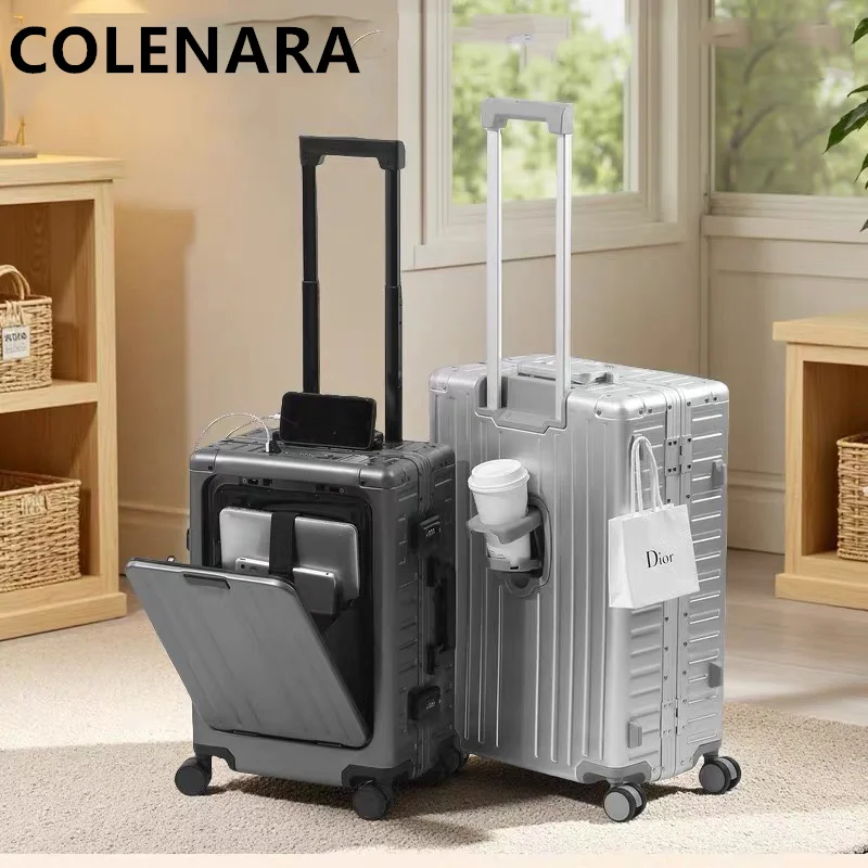 

COLENARA 20"24 Inch Business Trolley Case Men's Rolling Suitcase All Aluminum Magnesium Alloy Travel Luggage Bag Boarding Box