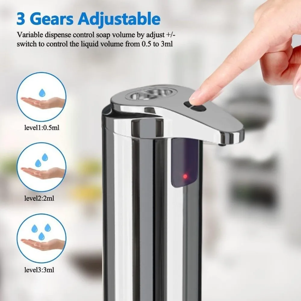 New Stainless Steel Automatic Soap Dispenser Waterproof Electric Touchless Soap Dispenser Hand Sanitizer Dispenser Bathroom