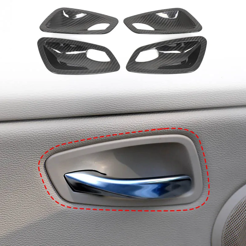 

4Pcs Real carbon fiber For BMW 3 Series E90 2005-2012 car interior door bowl decorative sticker interior protection accessories