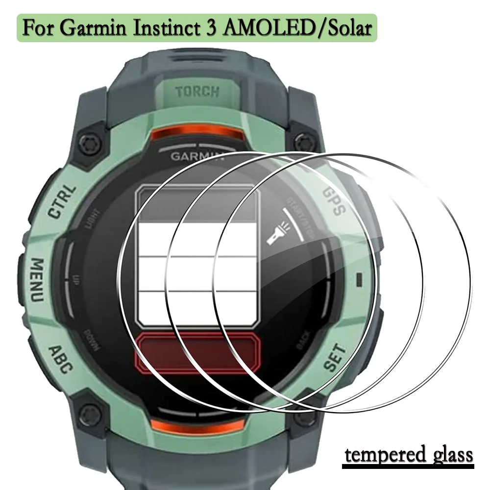 3 قطعة فيلم مشاهدة ل Garmin Instinct 3 AMOLED/الطاقة الشمسية 45 مللي متر/50 مللي متر المضادة للخدش الزجاج المقسى فيلم أفلام الشاشة الكاملة