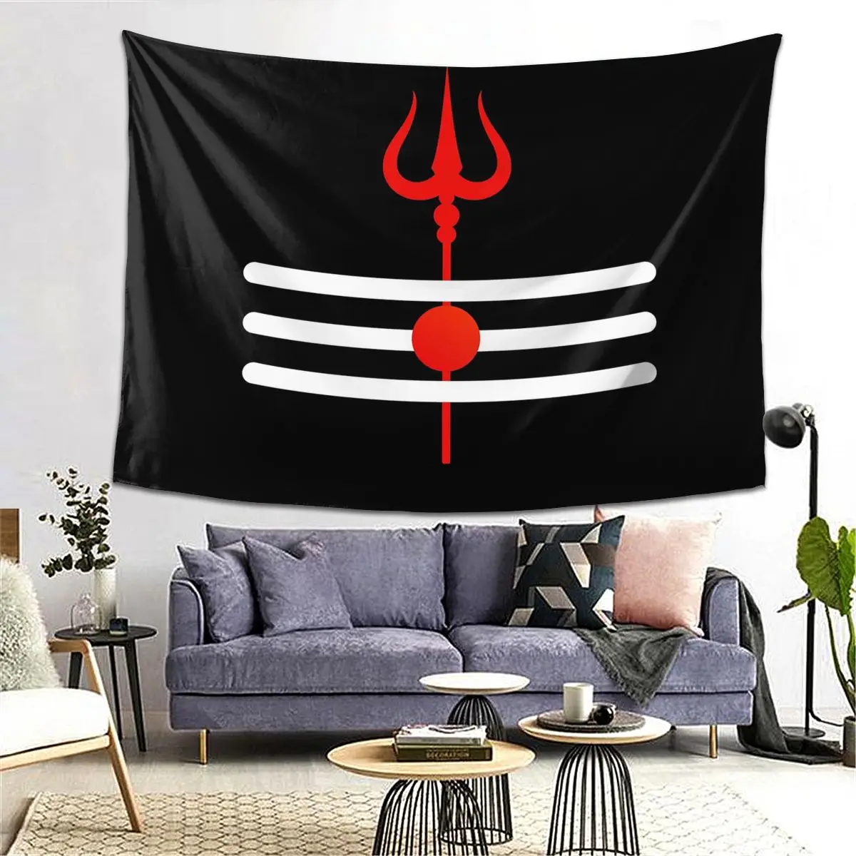 

Shiva Hindu God India Lingam Shiva Trishul Tapestry Decor Art Aesthetic Tapestries for Bedroom Home Wall Cloth Wall Hanging