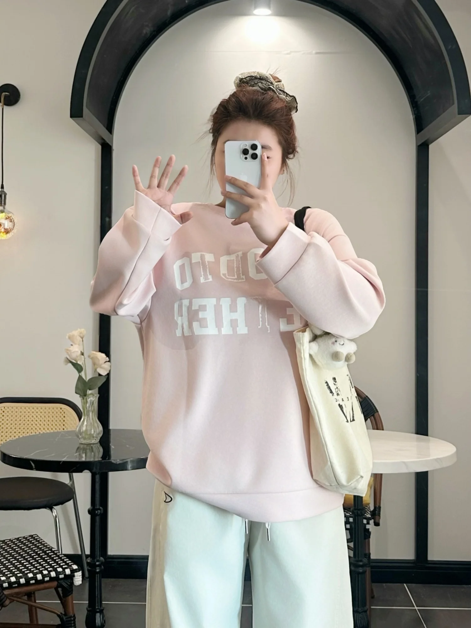 

Женская толстовка больших размеров с круглым вырезом и буквенным принтом, повседневная, свободного кроя, с эффектом стройности, весенняя, универсальная, плотная, модель 12177O