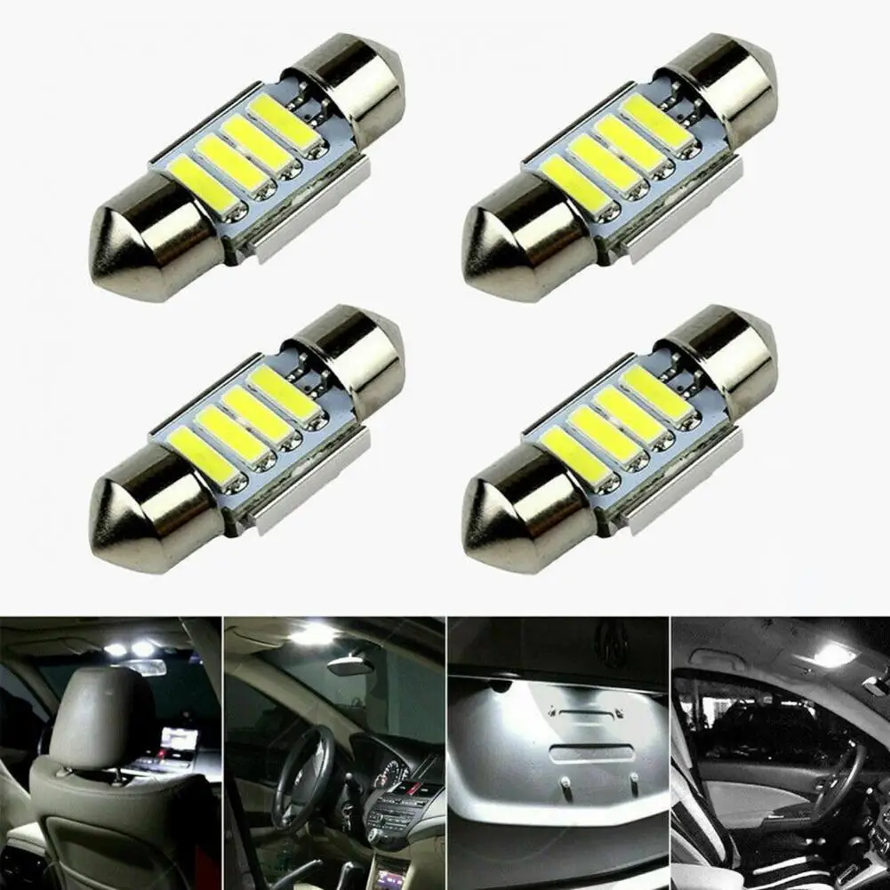 Car Dome Light 4Pcs Useful Easy Installation Eco-friendly Multi-purpose 4LED 31mm Car Dome Light for Dashboard Light