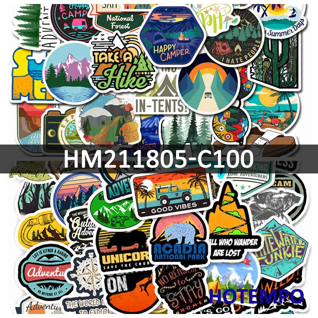 50/100Pieces Adventure Outdoor Hiking Climbing Camping Travel Stickers for Phone Luggage Bike Car Motorcycle Laptop Sticker Toys