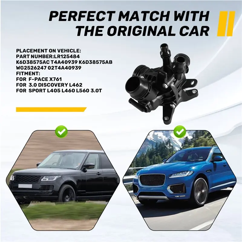 For Land Rover 3.0 For Discovery L462 For Jaguar F-PACE X761 Range Rover Sport L405 L460 3.0T Engine Thermostat AJ20D6