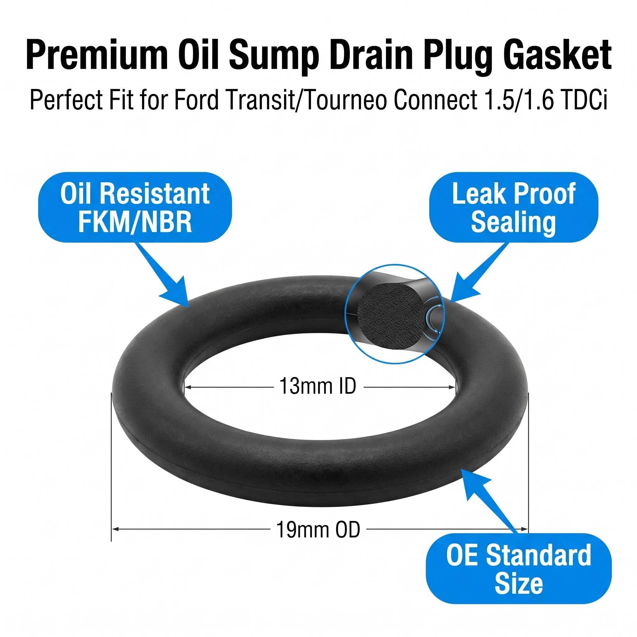 Engine Oil Sump Drain Plug Gasket O-Ring Seal for Ford Transit Tourneo Connect 1.5 1.6 TDCi CT1Q6734AA CT1Q-6734-AA 1830728