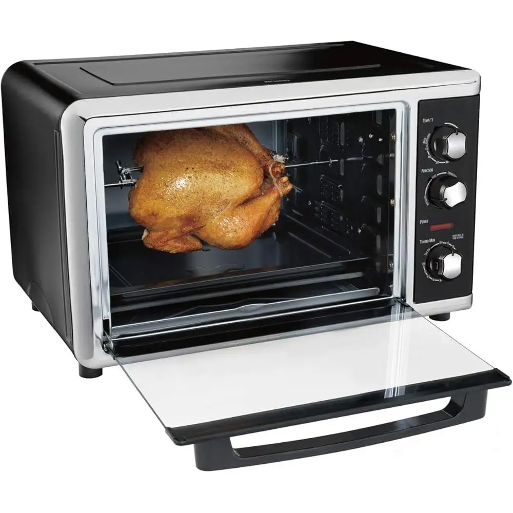 سعة كبيرة جدًا لفرن الحمل الحراري على سطح الطاولة، مشواة خبز المقالي اللاحم، رف 2 ساعة، إيقاف تلقائي للطهي الموقت