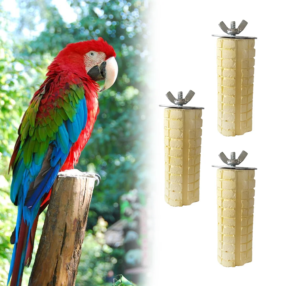 

3pc Design Parrot Grinding Rod Bird Chewing Bar Pet Exercise Stick For Cage Parrot Grinding Rod Decor Small Animals Yellow
