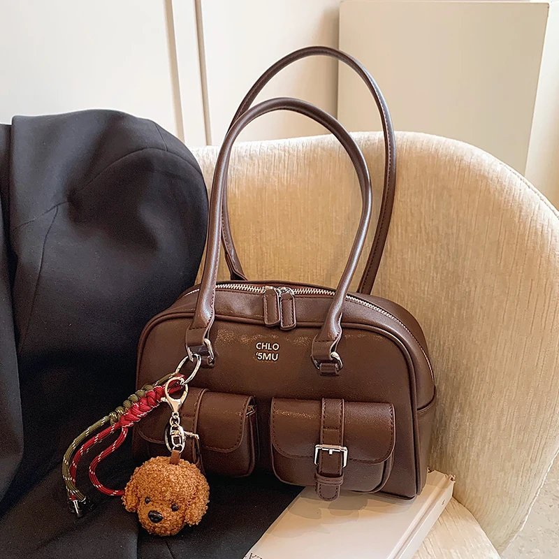 

Сумка Faion в стиле ретро, женская пригородная сумка подмышки, сумка через плечо, сумка Boston, мягкая поверхность, чистый цвет, маленький размер, материал из искусственной кожи