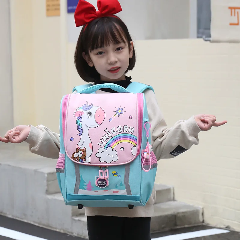 Ransel Anak Tahan Air Pelangi Unicorn Lucu - Tas Sekolah Dasar Desain Dinosaurus Hewan Kartun untuk Anak TK