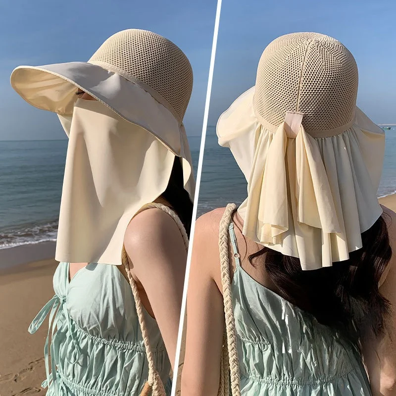 Women Sun Hat Anti Ultraviolet Large Brim Fisherman Hat Face Neck Cover Visor For Cycling Outdoor Sun Protection