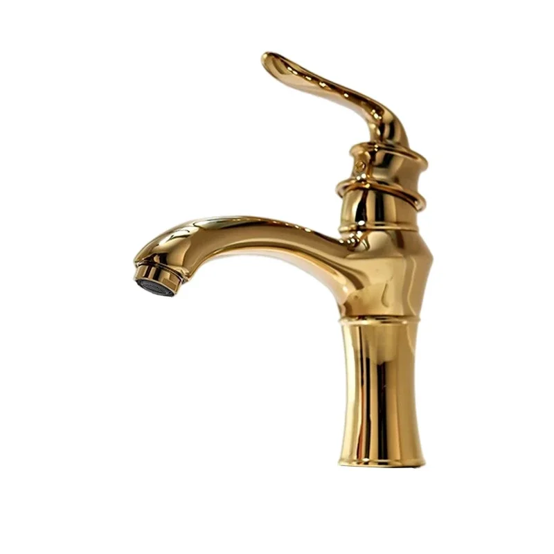 

All-copper single-handle French retro European washbasin, bathroom under-counter basin faucet, hot and cold faucet