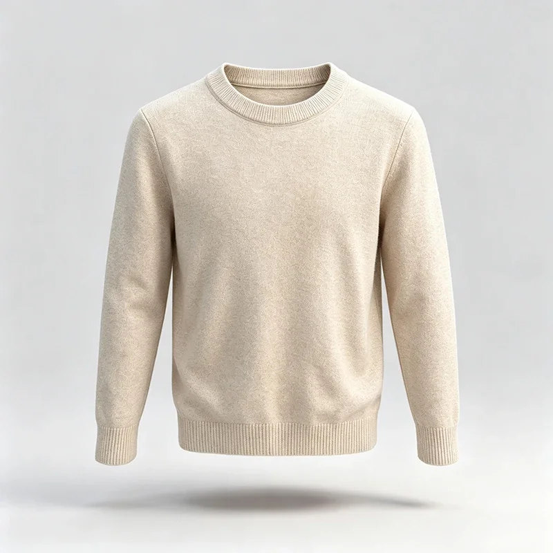 Men Crew Neck Knit Sweater Long Sleeve Ribbed Cuff and Hem Regular Fit Soft Warm Knitted Fabric Basic Casual Daily Pullover Top