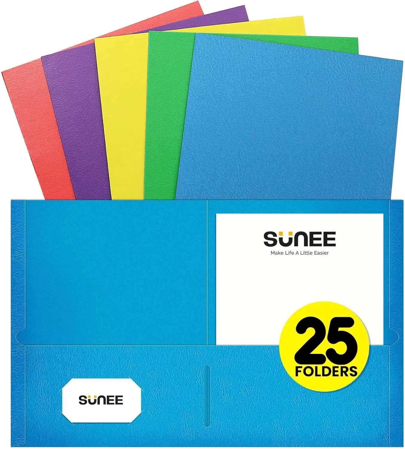 

25-Pack Assorted Color Pocket Folders for Letter Size Paper, School Office Home Organization