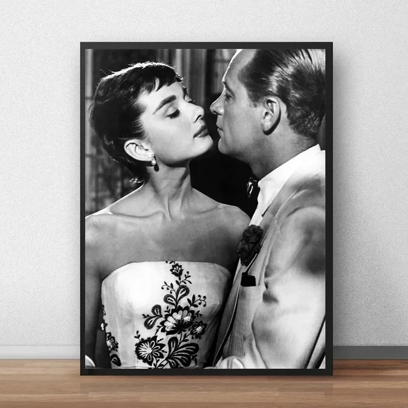 Black and White Audrey Hepburn Classic Photo Wall Art, HD Canvas Print Poster, Home, Living Room, Room Decoration Painting