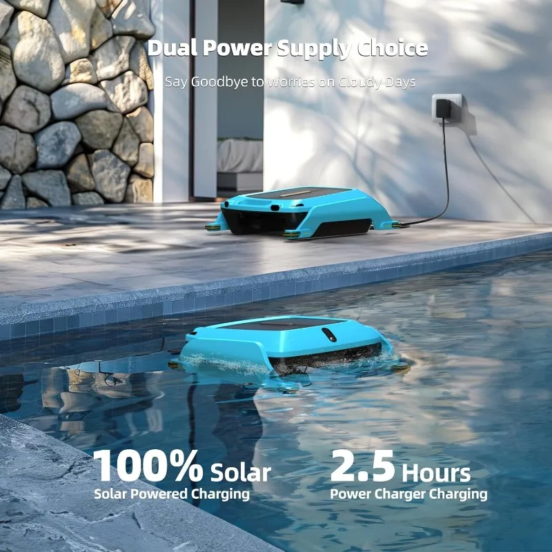 Robotic Pool Cleaner, Skimmer sem fio, Automático, Limpador de superfície, Dual Charging Options, Path Optimization