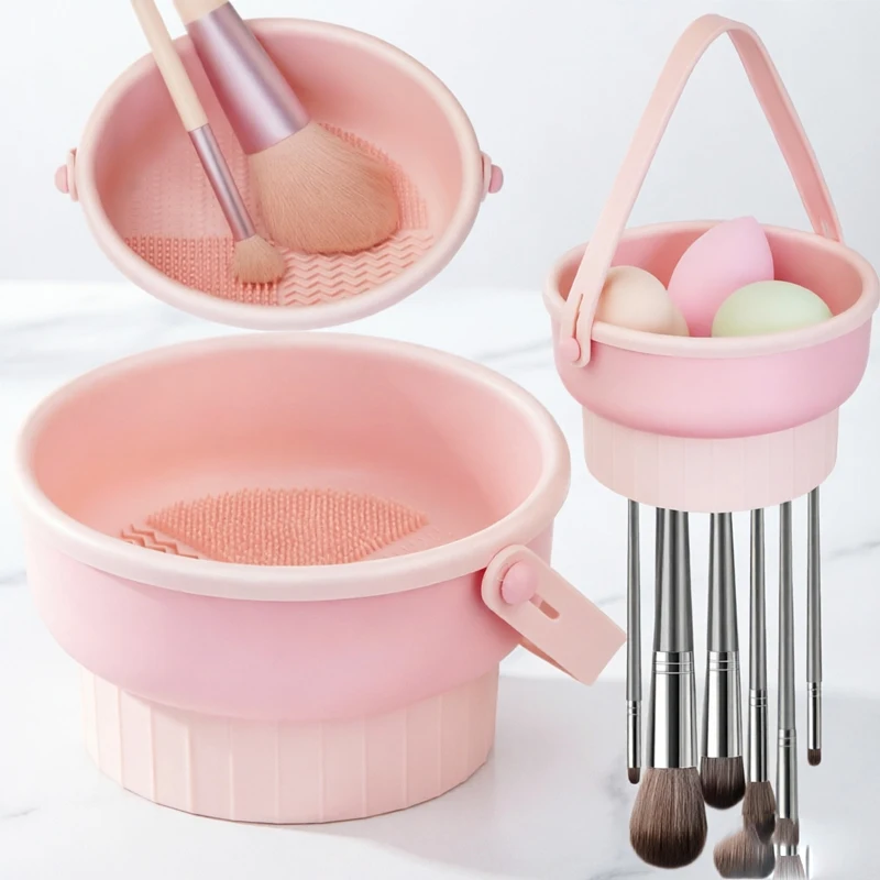 

3-In-1 Silicone Home Makeup Brush Cleaner Mat Drying Storage Holders Racks Cosmetic Brush Cleaning Air Dry Tool Organizer Kit