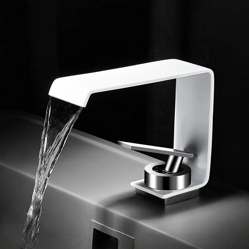 

White Chrome Basin Faucet Brass Black Brief Bathroom Faucet Grey Sink Mixer Tap Hot And Cold Deck Crane Water Gold Tap