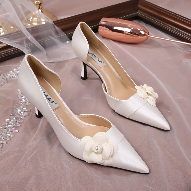 

Elegant Women Wedding Shoes Fashion French Style High Heels for Woman Exquisite Flower Casual Shoes Designer Shoes Zapatos Mujer