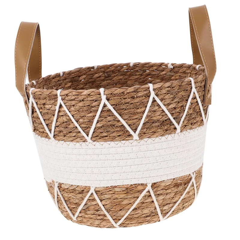 

【Today-Only!】1 PCS Boho Decorative Storage Basket Woven Blanket Basket Cattail For Living Room,Bedroom,Bathroom, For Pillows, To