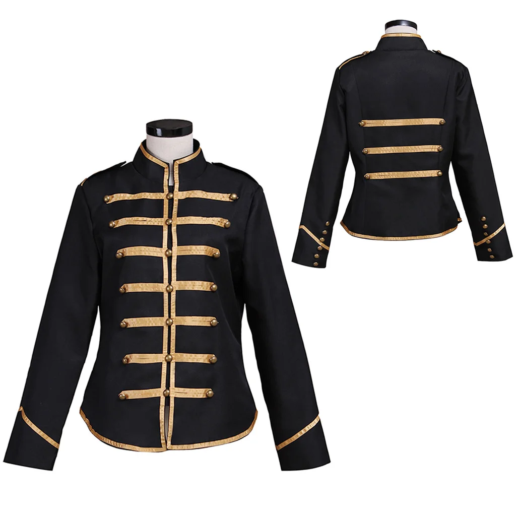 Herren Musik Sänger Cosplay Kostüme Schwarz Punk Trendy Gothic Performance Show Mantel Zweireiher Stehkragen Parade Jacke