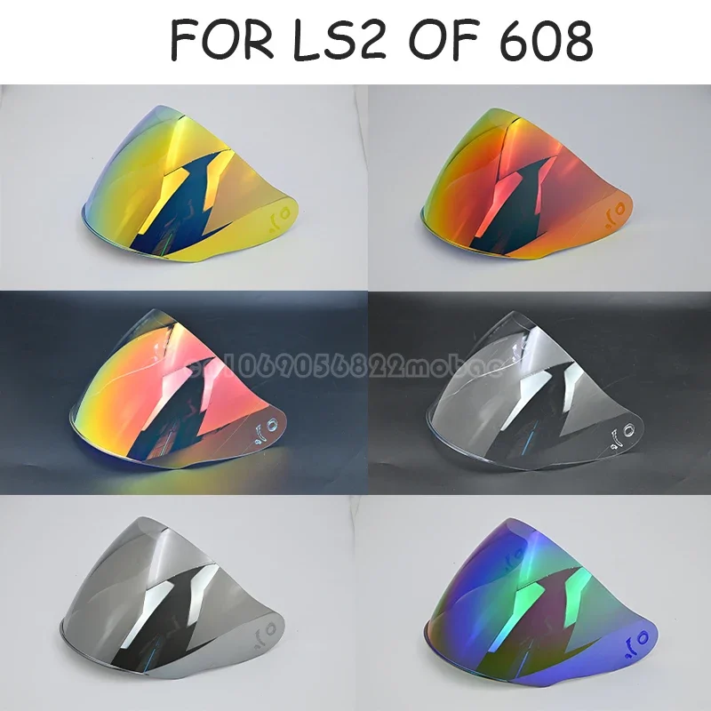 Suitable for LS2 half helmet lens battery car helmet OF608 lens transparent black tea aurora red day and night