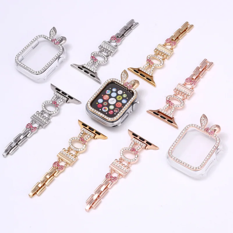 Metal Christmas Strap For Apple Watch Band Y2K Metal Diamond 45mm 41mm Watchband Women Jewelry Bracelet For iWatch 9 8 7 6 5 4