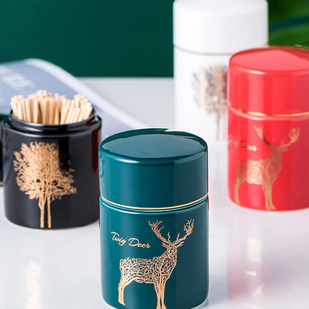 

Canisters Home Accessories Storage Toothpick Bins for Kitchen Toothpicks Holder Ceramic Elk Container