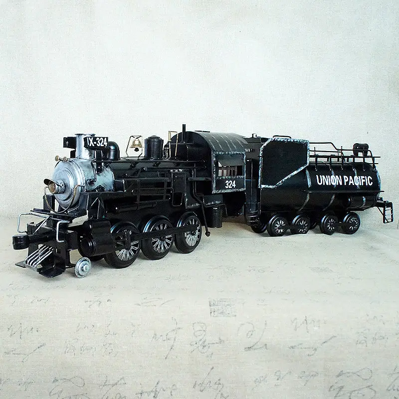 Modelo de tren de hojalata, locomotora de vapor antigua de estilo antiguo, adornos