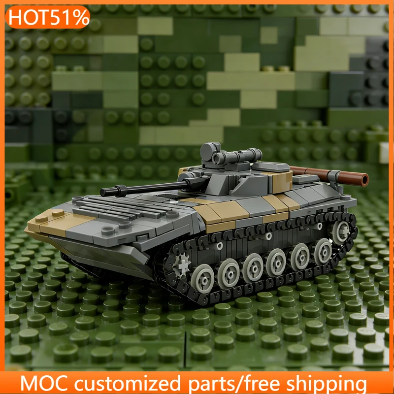 

456 деталей, модель военного танка БПМ-2, модульный конструктор MOC, популярный дизайн, простая сборка, игрушка для мальчиков, подарок